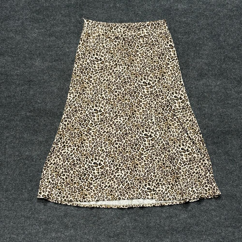 Karen Kane Skirt Womens 1X Brown Leopard Print A Line Midi Stretch Jersey